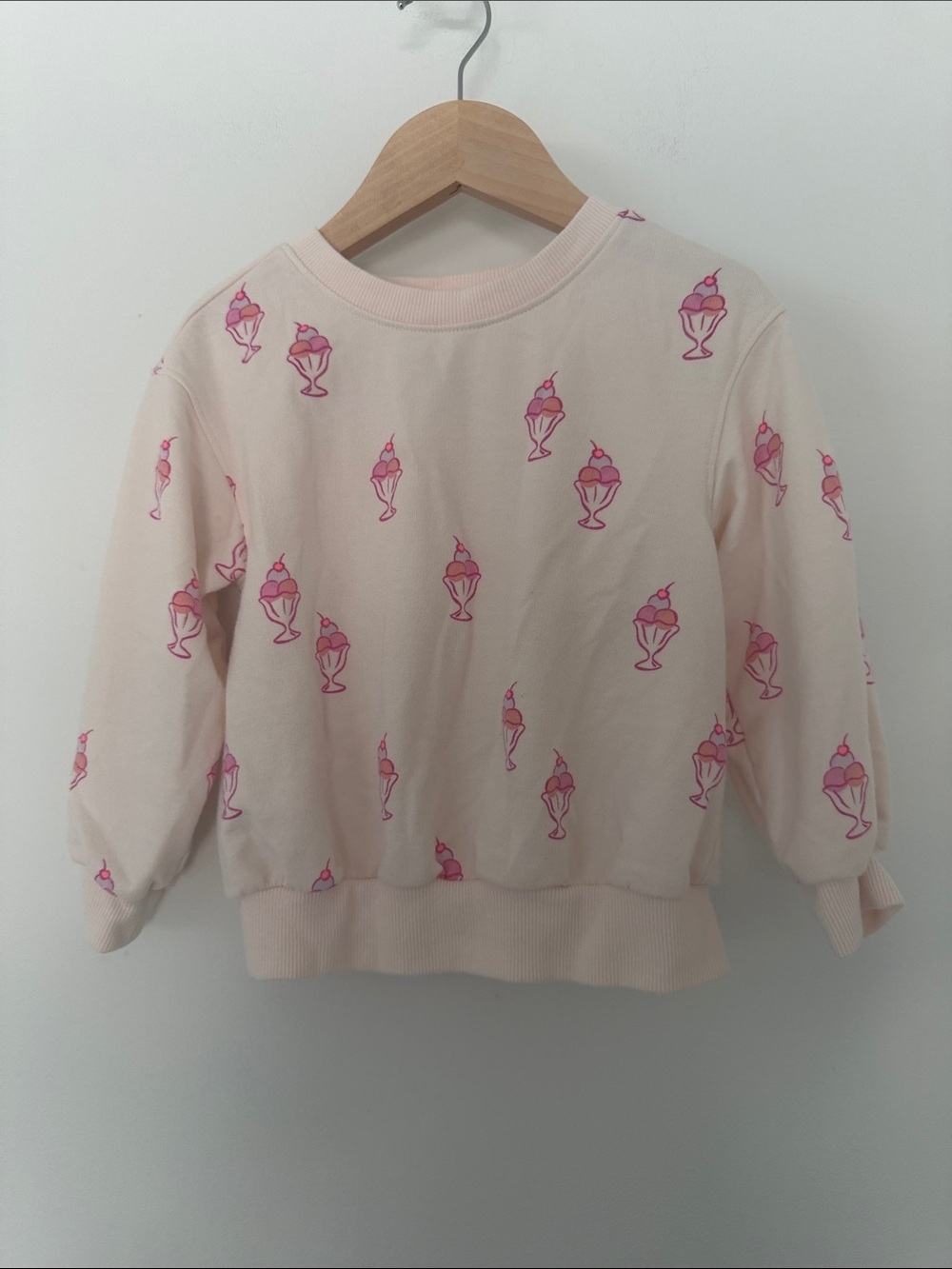 Cat & Jack Pink CUTE Ice Cream Sundae Print Sweatshirt 3T